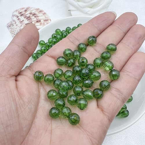 1000PCS 6MM Round Crystal Acrylic Beads Crystal Faceted Beads Spacer Beads for DIY Crafts Jewelry Making, Bracelets Necklaces Wind Chimes Suncatchers Loose Gemstones(62-Dark Green) - color: 62-Dark Green, size: 6MM