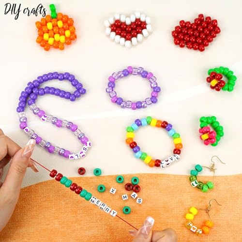 Dowsabel Friendship Bracelet Making Kit, Pony Kandi Beads & 11 Different Beads, 8 Colors Nylon Thread, DIY Jewelry & Craft Gifts - style: 48 Colors