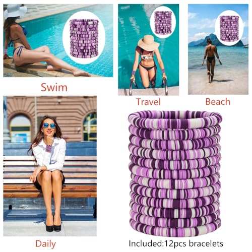 12pcs Friendship Bracelets Beaded Bracelets Heishi Bracelet Cute Bracelets Stack Vinyl Clay Disc Bead Surfer Stretch Summer Beach Bracelets For Women Preppy Bracelets - color: B-color 7