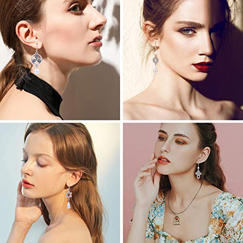 SUNNYCLUE 1 Box DIY 8 Pairs Antique Silver Celtic Knot Earrings Pearl Dangle Earrings Jewelry Making Starter Kit with Instruction Jewelry Making Supplies for Women - color: Celtic Knot Earring 2