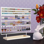 Earring Holder Organizer Stand - Earrings Display Rack 144 Holes Jewelry Holder Tower with Wooden Tray for Earrings Rings White - color: White