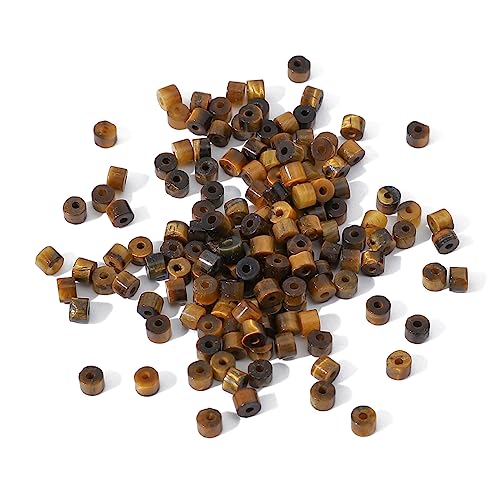 BEADIA Natural Yellow Tiger Eye Short Cylinder Beads 2x3mm 155pcs Tube Loose Semi Gemstone Beads for Jewelry Making Design - color: Yellow Tiger Eye