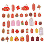 Bulk Gold Enamel Charms for Jewelry Making, Colorful Metal Charms Pendant for Bracelet Necklace and Crafting - color: Chinese Style Red