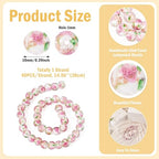 Cheriswelry 40Pcs/Strand Round Flower Lampwork Beads 10mm Handmade Gold Sand Glass Beads for Rosary Making DIY Necklace Earring Jewelry Making(Clear) - color: Clear