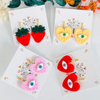 Xaekicr 4PCS Polymer Clay Cutters Set - Eye, Strawberry, Clover Heart Shape Clay Earring Cutters for DIY Jewelry Making, Clay Tools and Polymer Clay Molds - color: 2A color