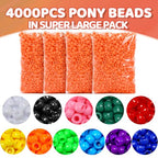 Praisebank 4000pcs Orange Barrel Plastic Pony Beads for Jewelry Making, Crafts, Hair Braids - color: Orange
