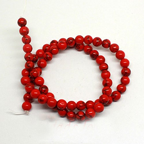 Turquoises Gem Natural Stone Round Red Howlite Loose Beads, Choker Necklace Bracelet Charms Jewelry Making Findings Accessories Pick Size 4 6 8 10 12mm 1 Strand 15.5 inches (6mm, red Style 1) - color: red style 1, size: 6mm
