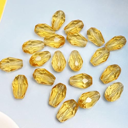 40 PCS 10x15mm Teardrop Crystal Glass Beads Faceted Shape Vertical Hole Loose Glass Beads DIY Handcrafte Bracelet Necklace Earring Jewelry Making(Gold Champagne) - color: Gold Champagne, size: 10x15mm