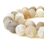 RUBYCA Round Dyed Electroplated Druzy Agate Quartz Crystal Gemstone Beads (1 Strand, Nude, 6mm) - color: Nude Color, size: 6mm