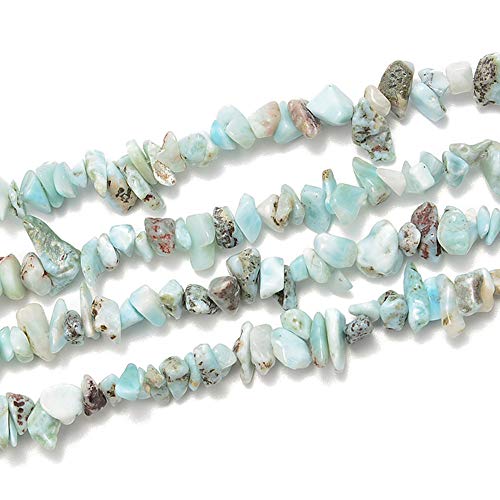 PLTbeads 5-8mm Natral Healing Gemstone Waist Bracelets Necklace Kit Irregular Stone DIY Crafts Design Jewelry Making 1 Strand per Bag Approxi 34 inch (Larimar Chips) - color: Larimar Chips