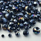 600pcs Crystal Glass Beads 3mm 4mm 6mm 8mm 10mm Rondelle Faceted Crystal Beads Spacer Beads for Necklace Bracelet Earrings DIY Jewelry Crafts Making Supplies(Black AB) - color: Black AB
