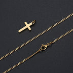 Joxevyia Cross Necklace for 14K Gold Filled Stainless Steel Small Cross Pendant with Cuban Chain Necklace Simple Faith Jewelry Christmas Gift for Men Women 16-24 Inches - size: 22 inches, style: gold cross necklace 0.8"*0.4"