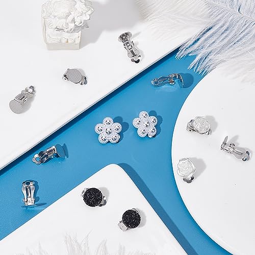 SUNNYCLUE 1 Box 80Pcs Clip on Earring Findings Flat Back Earring Clips 304 Stainless Steel Clip on Earring Converter Non Pierced Earring Components for Jewelry Making Accessories DIY Dangle Earrings - color: 80pcs Stainless Steel Clip on Earring Findings