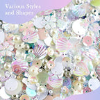 Mixed Clear White Sequins and Spangles Beads Craft Supplies, Crystal Iridescent Spangles and Pearl, Variety Sequins Beads for Crafts, Sewing, DIY Art, Embroidery