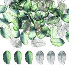 PATIKIL Glass Leaf Beads, 100Pcs Cute Crystal Leaf Charms, Translucent Czech Spacer Beads for DIY Jewelry Making Bracelets Necklace Wind Chimes Suncatchers, Black/Drak Green - color: Black/Drak Green