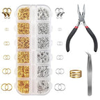 Jewelry Repair Kit, 1400 PCS Assorted Sizes Jump Rings Jewelry Making Supplies with Pliers Necklace Clasps Tweezers Opener for DIY Craft and Keychain (Silver and Gold)