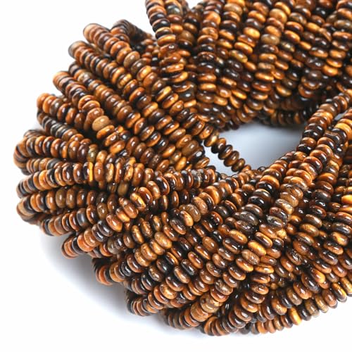 150PCS 2x4mm Natural Yellow Tiger Eye Rondelle Beads Abacus Disk Stone Beads Round Loose Spacer Gemstone Beads for DIY Bracelet Necklace Jewelry Making - color: Yellow Tiger Eye Stone, size: 2x4mm Abacus Disk