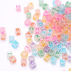 1000Pcs Transparent Acrylic Square Letter Beads Acrylic Cube Beads Luminous Glow in The Dark Glow Letter Beads Cube Beads Glow in The Dark Beads for Jewelry Making, Bracelets - color: Glow-color(6mm)