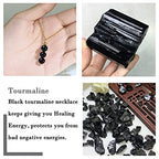 SmileBelle Crystal Necklace, Jade Necklace for Women as Anniversary Birthday Mothers Day Gifts for Women 14k Gold Black Tourmaline as Birthstone Jewelry for Girls Dainty Crystal Jewelry - color: Black Tourmaline
