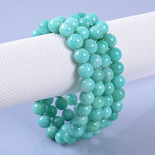 Justinstones Gem Semi Precious Gemstone 8mm Round Beads Stretch Bracelet 7 Inch Unisex - color: Brazilian Amazonite