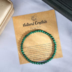 MAIBAOTA Healing Crystal Bracelet for Women Men, 8/4 mm Natural Stone Beaded Bracelets, Jewelry Birthday Gifts, Round Gemstones Stretch Bracelets - color: Green-Malachite, size: 4 mm