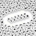Amaney 500pcs Number Beads 7x4mm 0-9 Heart # White Acrylic Plastic Round Shape Loose Beads - color: White-#, size: 7x4mm
