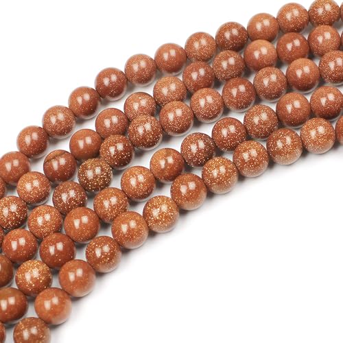 MJDCB AAA Natural Gold Sand Gemstone Loose Round Beads Spacer Beads for Jewelry Making (4mm) - color: Gold Sand Stone, size: 4mm