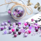 DUQGUHO 8mm Purple Beads for Jewelry Making Purple Glass Beads for Bracelets Crystal Glass Round Bead Bracelet Friendship Bead Kit 360PCS - color: 2-Purple