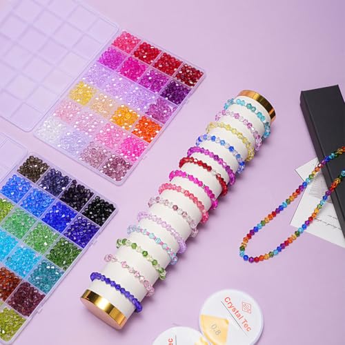 YITOHOP Bicone Glass Beads,1500pcs 48 Colors 6mm Sparkly Crystal Beads, Faceted Bracelet Beads Loose Craft Bead for Friendship Bracelet Necklace Earring Jewelry Making - size: 6mm