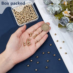 BENECREAT 200Pcs Real 18K Gold Plated Stainless Steel Spacer Beads, Round Spacers Beads, 2.2mm Hole Metal Smooth Bead for DIY Bracelet Necklace Jewelry Crafts Making - size: Hole: 2.2mm