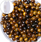 QINJIEJIE 100PCS Yellow Tigers Eye Beads 8mm Natural Stone Beads Round Loose Gemstone Bead for Bracelet Beading Crystal Jewelry Making DIY Necklace Earrings 0.32" - color: Yellow Tigers Eye, size: 100PCS
