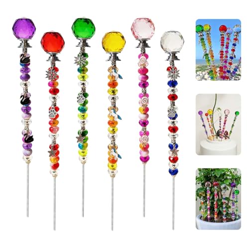 140Pcs DIY Fairy Wand Beaded Garden Stakes Kit Decorative Garden Stakes Beadable Items Fairy Garden Kit for Different Festivals Fairy Garden Accessories Outdoor(Section) - color: Section