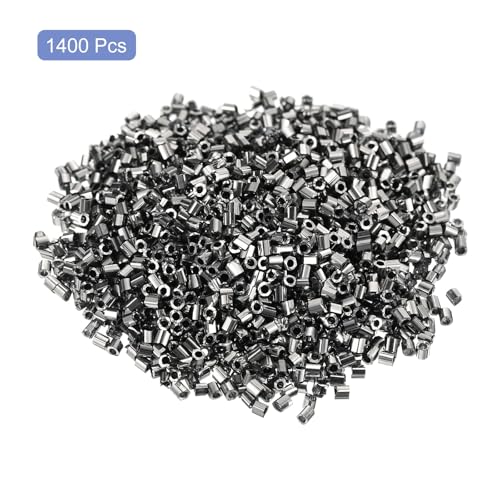 uxcell 1400Pcs Glass Bugle Beads, 1.5x1.5mm Tube Mini Loose Glass Seed Spacer Bead for DIY Earrings Necklaces Bracelets Jewelry Making (Electroplating Gray) - color: Electroplating Gray, size: 1.5x1.5mm