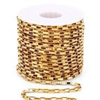 33 Feet 18K Gold PVD Plated Stainless Steel Box Chains Bulk, 3mm 304 Stainless Steel Chain Spool Square Link Box Chain Roll Bulk for Jewelry Making - color: 3MM Gold Square Box Chain
