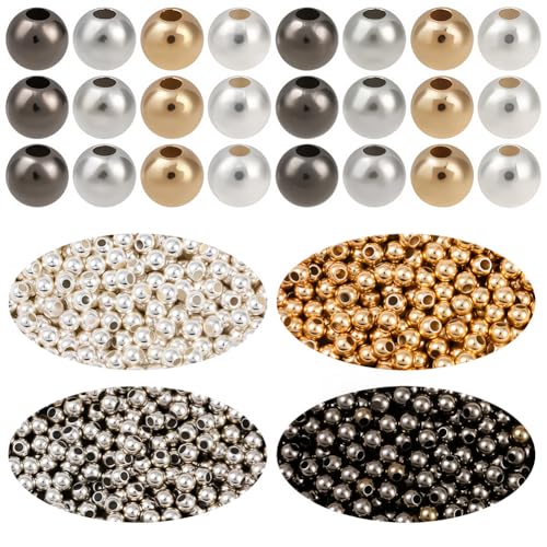 1 Box 2400PCS 4MM Small Mixed Color Spacer Beads with Holes Round Filled Spacers Smooth Assorted CCB Plastic Charms Loose Bead Bulk for Jewelry Making Bracelets Necklaces DIY Craft Supply - size: 4mm 2400pcs