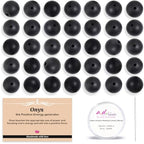 AD Beads 8mm Natural Round Loose Beads 110 Pieces, for Making 108 Mala Prayer Beads Necklace, Bracelet & Yoga Meditation, Jewelry Design (Matte Black Onyx) - color: Matte Black Onyx, size: 8mm-110pcs