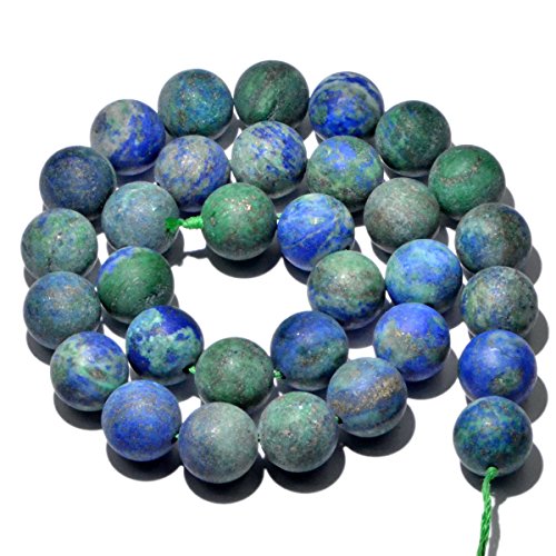 AD Beads Beautiful Natural Matte Gemstone Round Spacer Loose Beads 4-12mm (12mm, 04 Matte Lapis Chrysocolla) - color: 04 Matte Lapis Chrysocolla, size: 12mm