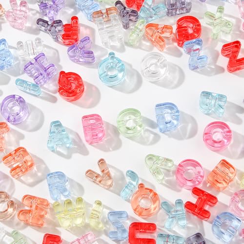 500g/160pcs Large Letter Beads Big Chunky Letter Bead A-Z Acrylic Alphabet Bubble Beads for Paracord Bead Bag Charm Keychains Crafts Education Leaning (Transparent Color) - color: transparent color