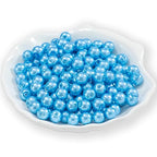200Pcs Glass Pearl Beads Faux Pearls Round Czech Tiny Satin Luster Spacer Loose Beads Bulk with Holes Handcrafted for DIY Bracelets Jewelry Making Crafts Supplies (6MM, Sky Blue) - color: Sky Blue, size: 6MM