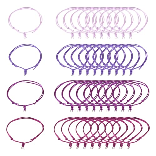 40Pcs Adjustable Braided Cord Colorful Waxed Thread Half Finished Bracelet with Jump Rings Knotting Bracelet Ropes for Wrist DIY Women Jewelry Friendship Bangle Decor 8.5-16cm Long-Purple - color: Purple