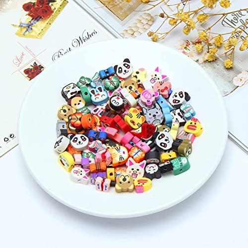 200 PCS Colorful Animal Mixed Polymer Clay Soft DIY Beads for Jewelry Making - 10mm - color: Clay Animals