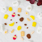 Xaekicr Breakfast Food Polymer Clay Cutters Set – 7pcs Bread Cupcake Egg Coffee Designs Clay Cutters for Polymer Clay Jewelry Making – Cute Clay Molds and Clay Tools for Mini Food Earrings - color: B color