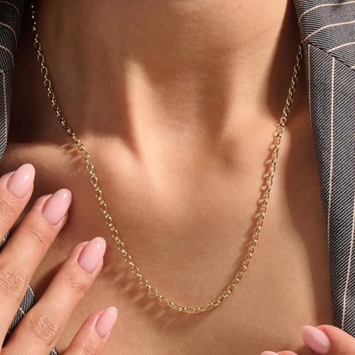 GTVOODX 18K Gold Stainless Steel Chains Bulk 16.4Feet Unfinished Rolo Link Cable Chain Roll for DIY Jewelry Bracelet Necklace Making with Lobster Clasps Jump Rings - color: Gold Rolo Chains