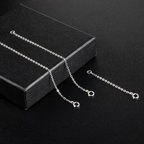 3 Pcs 925 Sterling Silver Necklace Extenders for Women Durable Strong Removable Necklace Bracelet Anklet Extension Jewelry Making Chains - color: 2 4 6 Inch, Silver