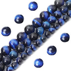 35pcs 10mm Natural Blue Tiger Eye Gemstone Beads Energy Healing Crystal Round Loose Stone Beads for Jewelry Making, DIY Bracelets Necklaces - color: Blue Tiger Eye, size: 10mm