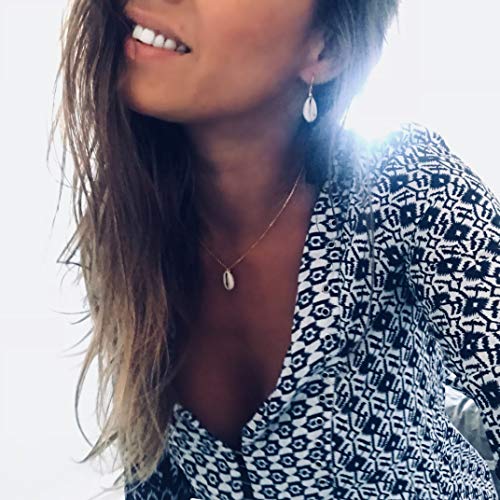 Natural Seashell Shell Scallop Pendant Choker Necklace Adjustable 18K Gold Plated Cable Chain Handmade Jewelry for Women Girls - style: Cowrie Shell