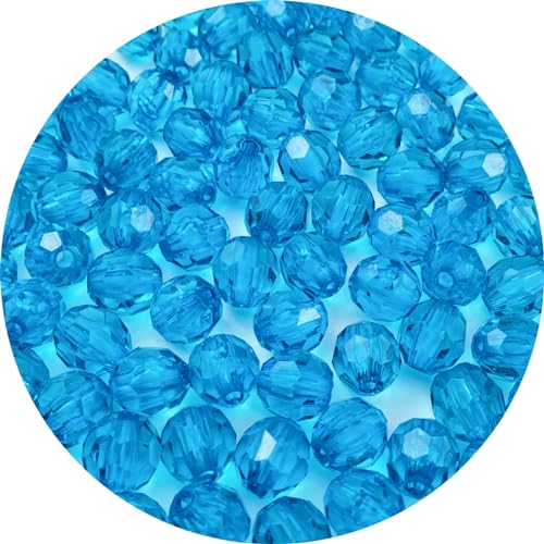 800pcs 6mm Acrylic Round Crystal Faceted Beads for Crafts Spacer Beads for Jewelry Making Necklaces Bracelets Earrings DIY Decoration(Lake Blue) - color: Lake Blue, size: 6mm