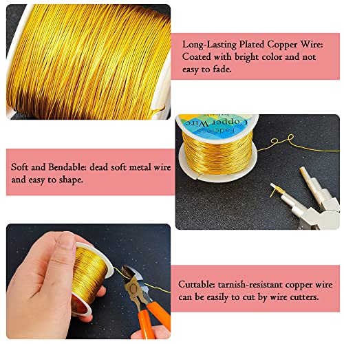 203 Feet Tarnish Resistant Copper Wires 24 Gauge/0.5mm Jewelry Craft Wires Beading Wire for Jewelry Making, Wire Wrapping and Crafting (Gold) - color: 1Gold, size: 24 Gauge