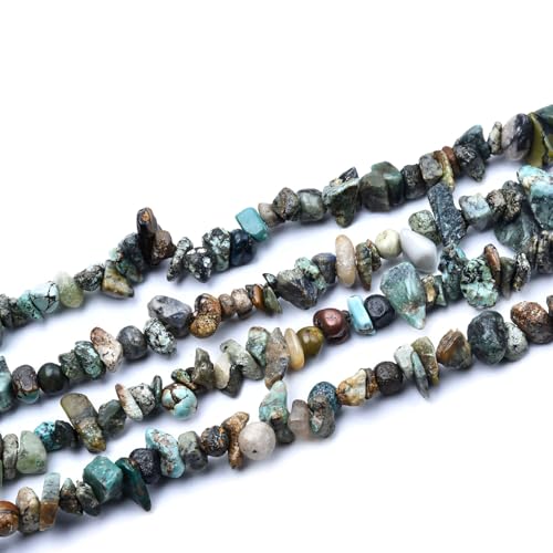 HAAMIIQII 5-8mm Natural African Turquoise Chips Beads Genuine Real Irregular Freeform Chip Loose Gemstone Beads Energy Healing Beads for Jewelry Making Strand 30 Inch - color: African Turquoise