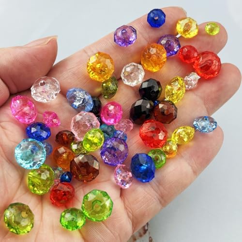 100pcs 12mm Acrylic Crystal Beads, Faceted Rondelle Acrylic Spacer Beads for Wind Chimes Bracelet Necklace Earring Keychain Jewelry Making DIY Crafts(Green) - color: Green, size: 12mm